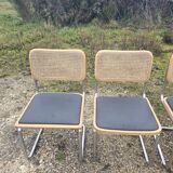 4 vintage Italian Cesca B32 chairs by Marcel Breuer, 70s