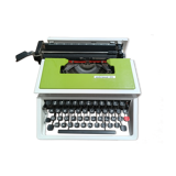Green Underwood 315 typewriter with its briefcase