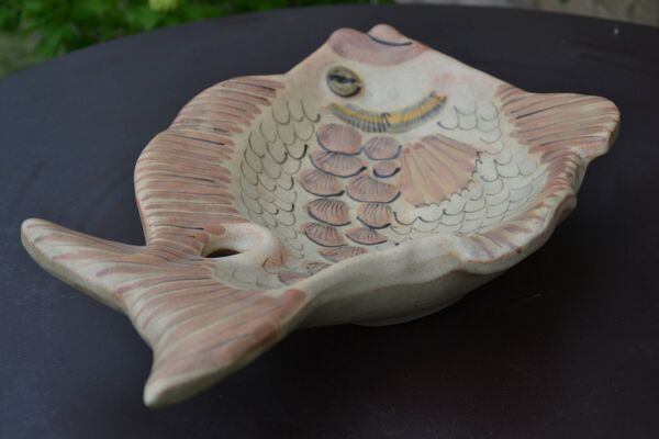 Grand plat/coupe en céramique poisson Vallauris
