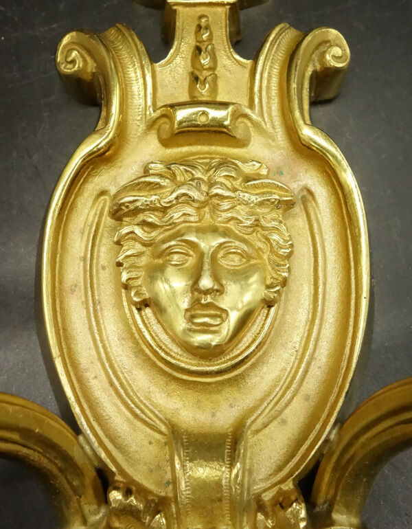 Pair of wall lamps with gorgon Medusa Louis XVI style