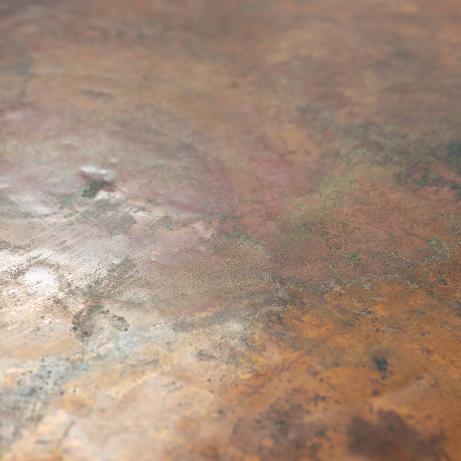 Brutalist copper and oak coffee or side table, 1970s