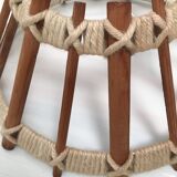 Hanging lamp in linen wood and wool