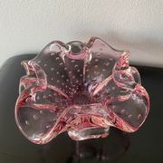 Vintage pink empty pocket ashtray in Murano by Barovier and Toso
