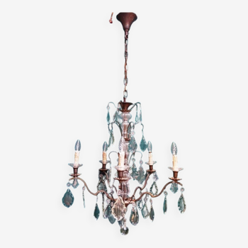 Bronze crystal chandelier.