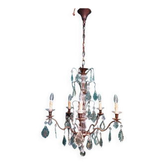 Bronze crystal chandelier.