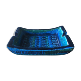 Full color blue enamelled stoneware ashtray