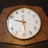 Brown formica clock by Japy 60s-70s