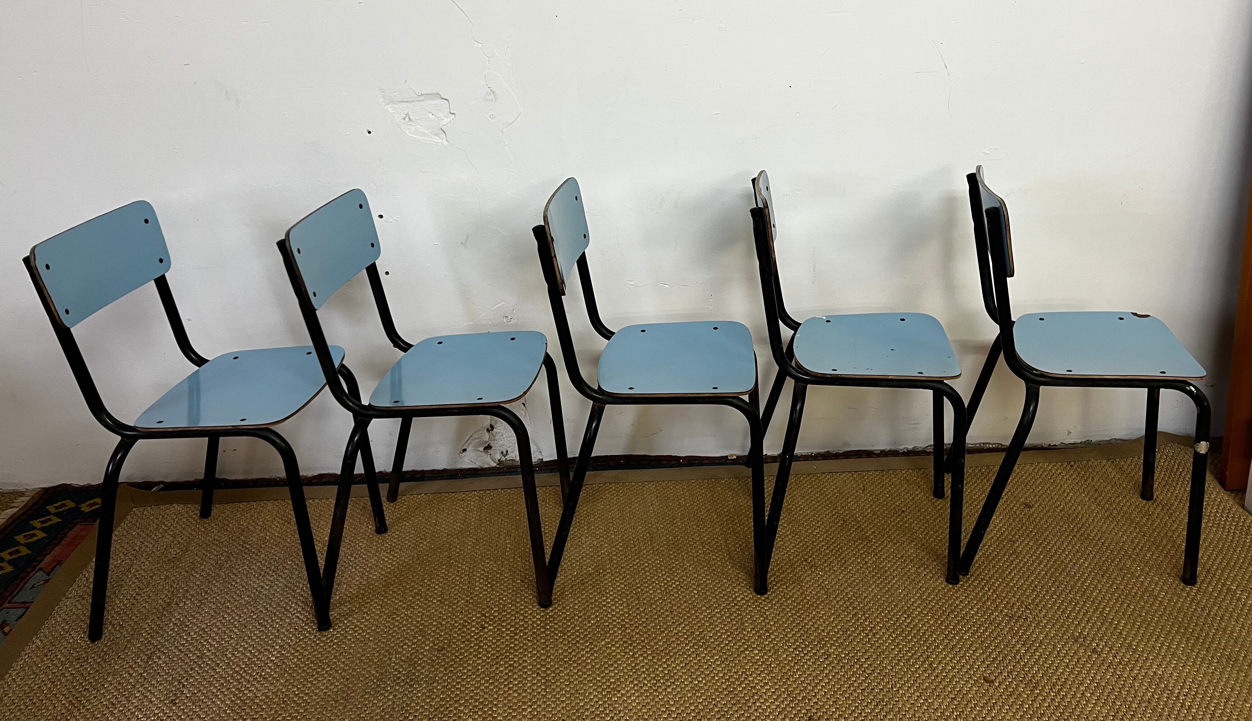 Blue formica table & chairs set