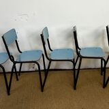 Blue formica table & chairs set