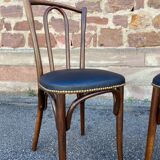 2 Chaises de restaurant bois courbé simili cuir vintage French bistro