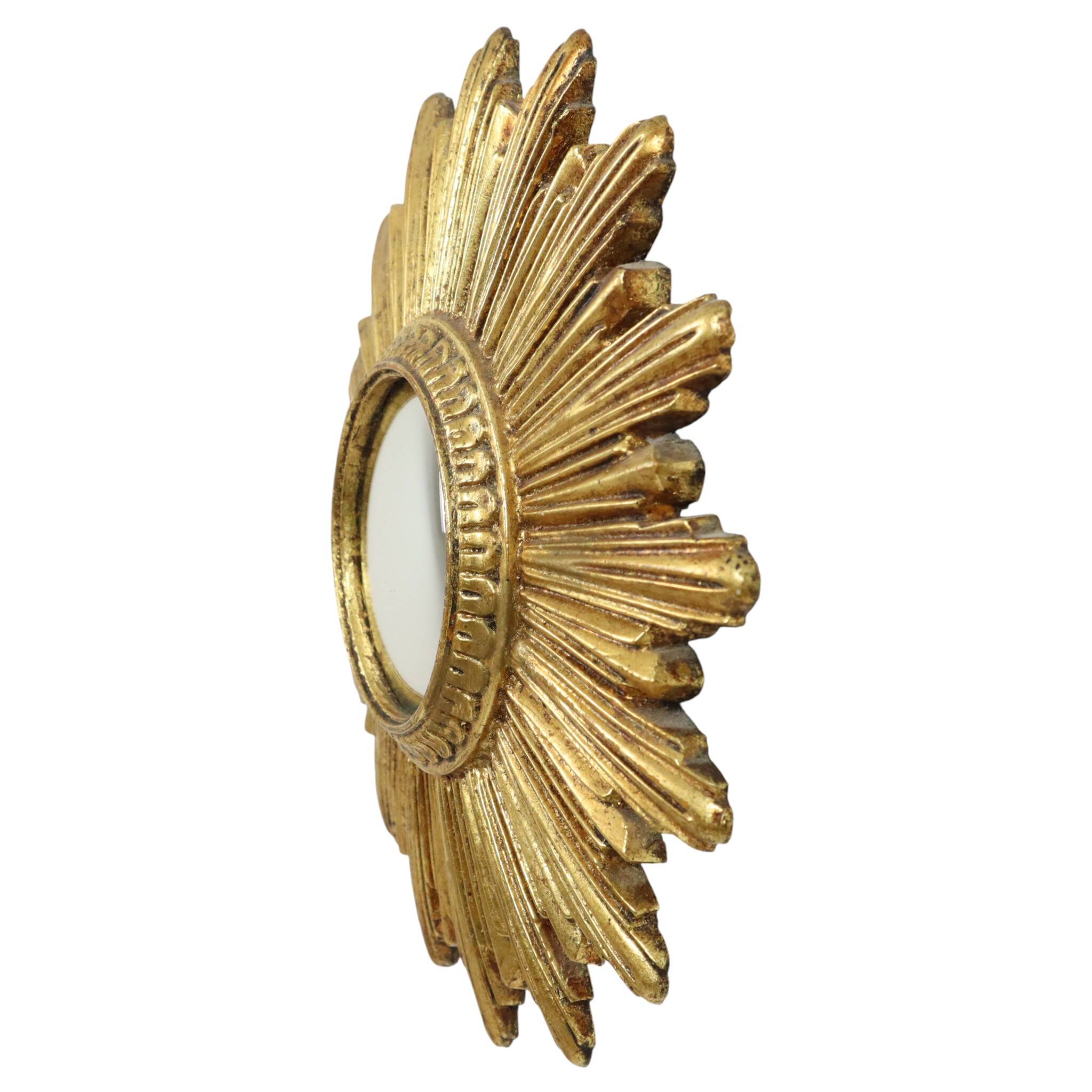 Small Sun Mirror Sunburst Mirror Gold Leaf Convex 24cm