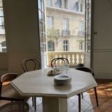 Octagonal travertine table