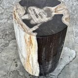 Small black, white and gray petrified wood side table H28cm D:18.5