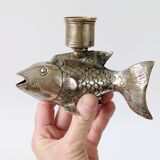 Vintage silver plated koi fish candle holder