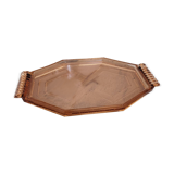 Plateau hexagonal en verre rose art déco