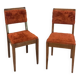 Pair of 1960 1970 chairs in wood and fur / vintage seat signed TAB
