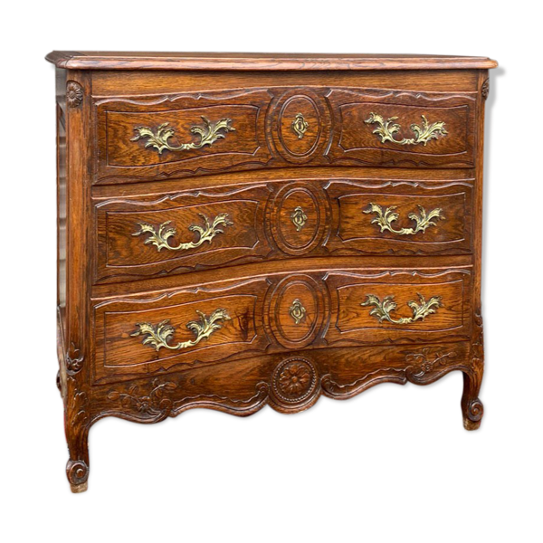 Commode de style Louis XV en bois naturel XIX eme siècle