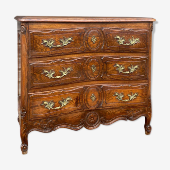 Louis XV style chest of drawers in natural wood nineteenth century