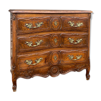 Commode de style Louis XV en bois naturel XIX eme siècle