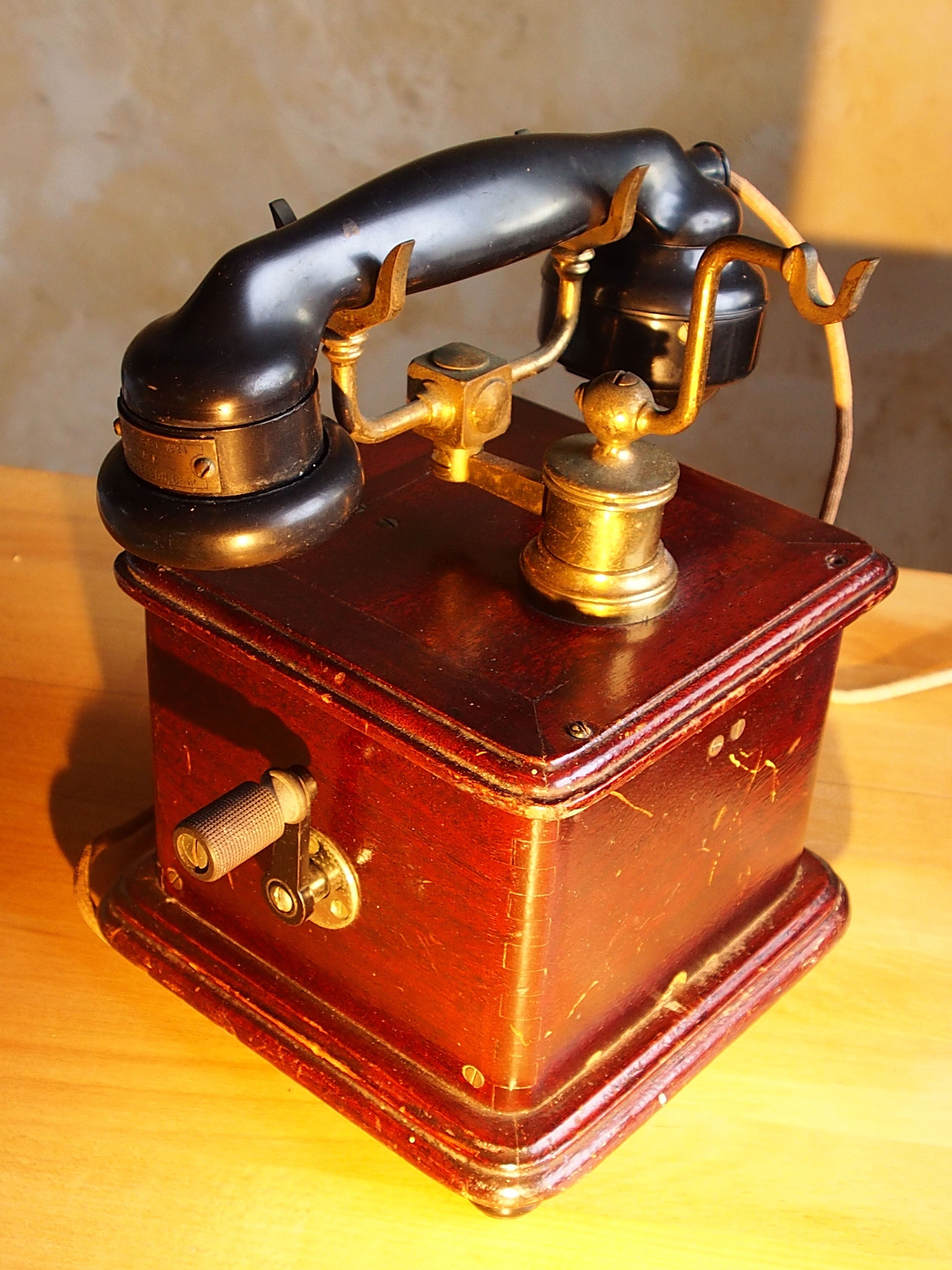 Ericsson antique telephone in wood and bakelite