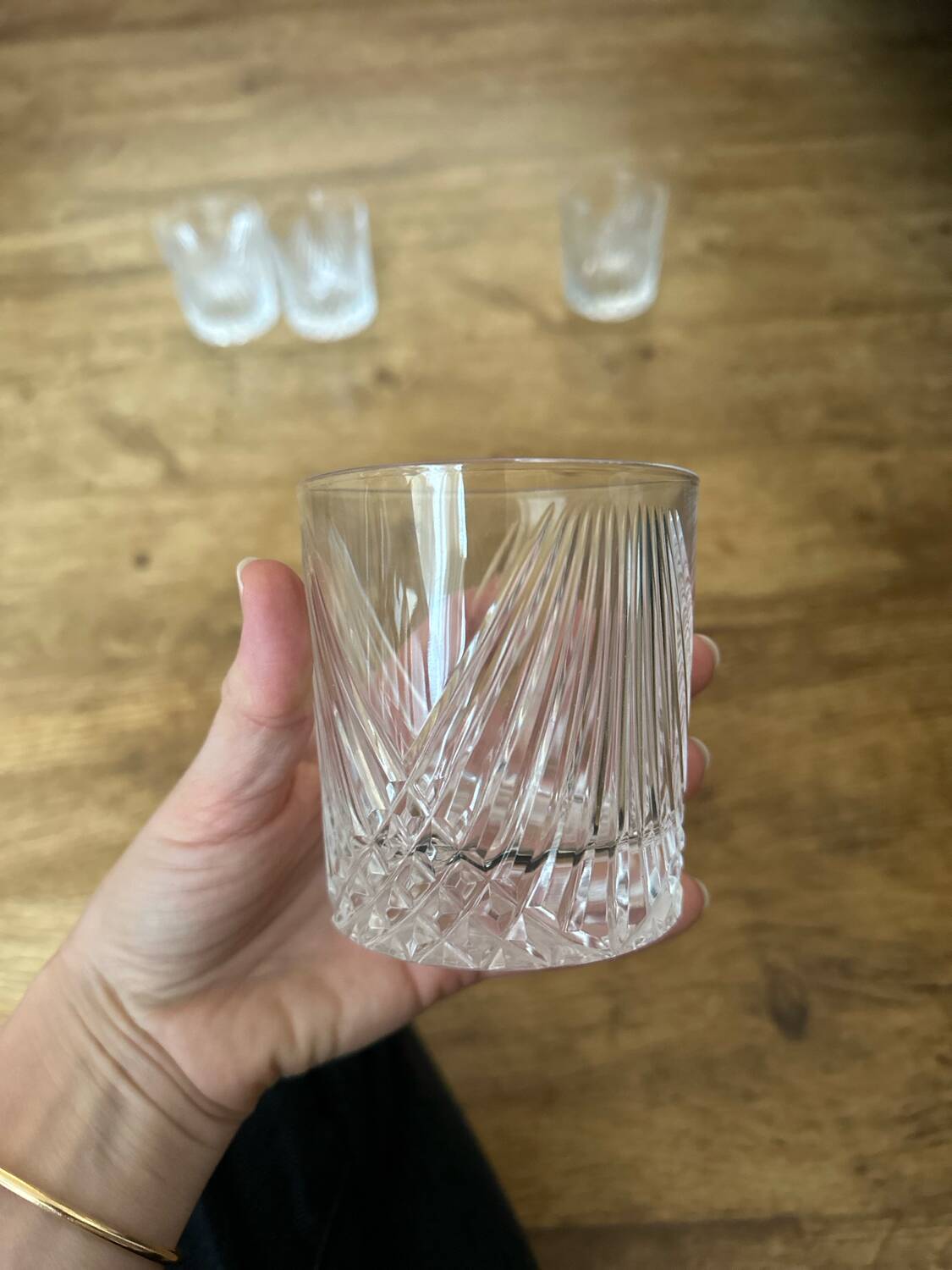 Set of vintage crystal whiskey glasses