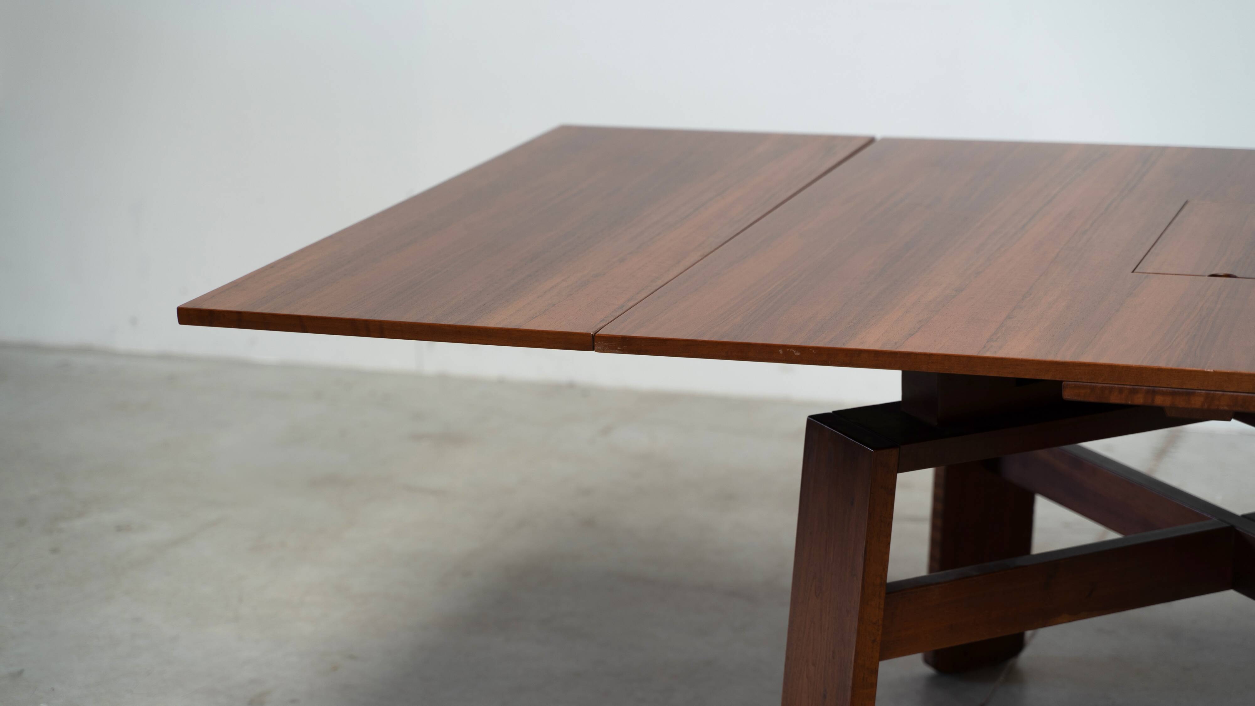 Square extendable dining table by Silvio Coppola for Bernini