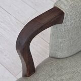 1960s, Danish armchair, original light grey furniture wool, teak wood.