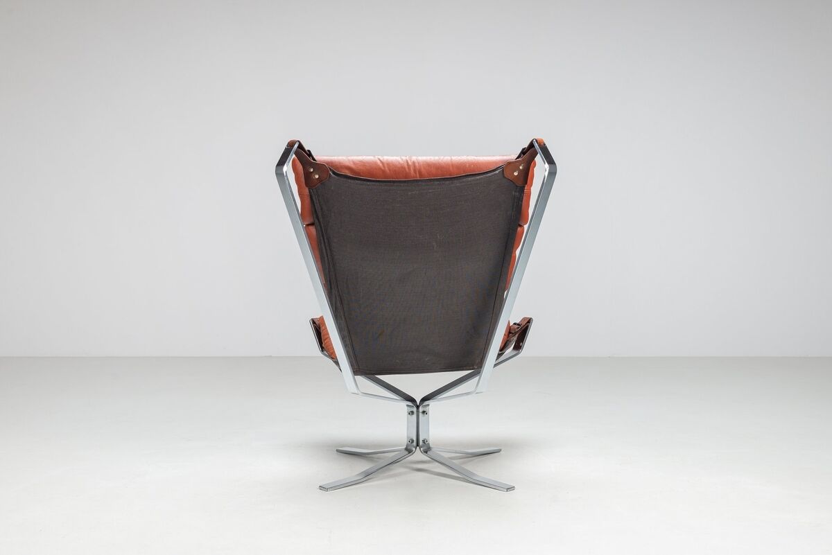 Sigurd Ressell Falcon lounge chair leather and metal Vatne Norway 1970