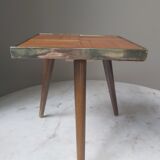 Sellette tripode en bois et laiton