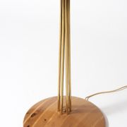 Lampadaire des années 1950 en bois clair et laiton