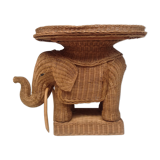 Vintage wicker elephant and rattan table