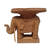 Vintage wicker elephant and rattan table