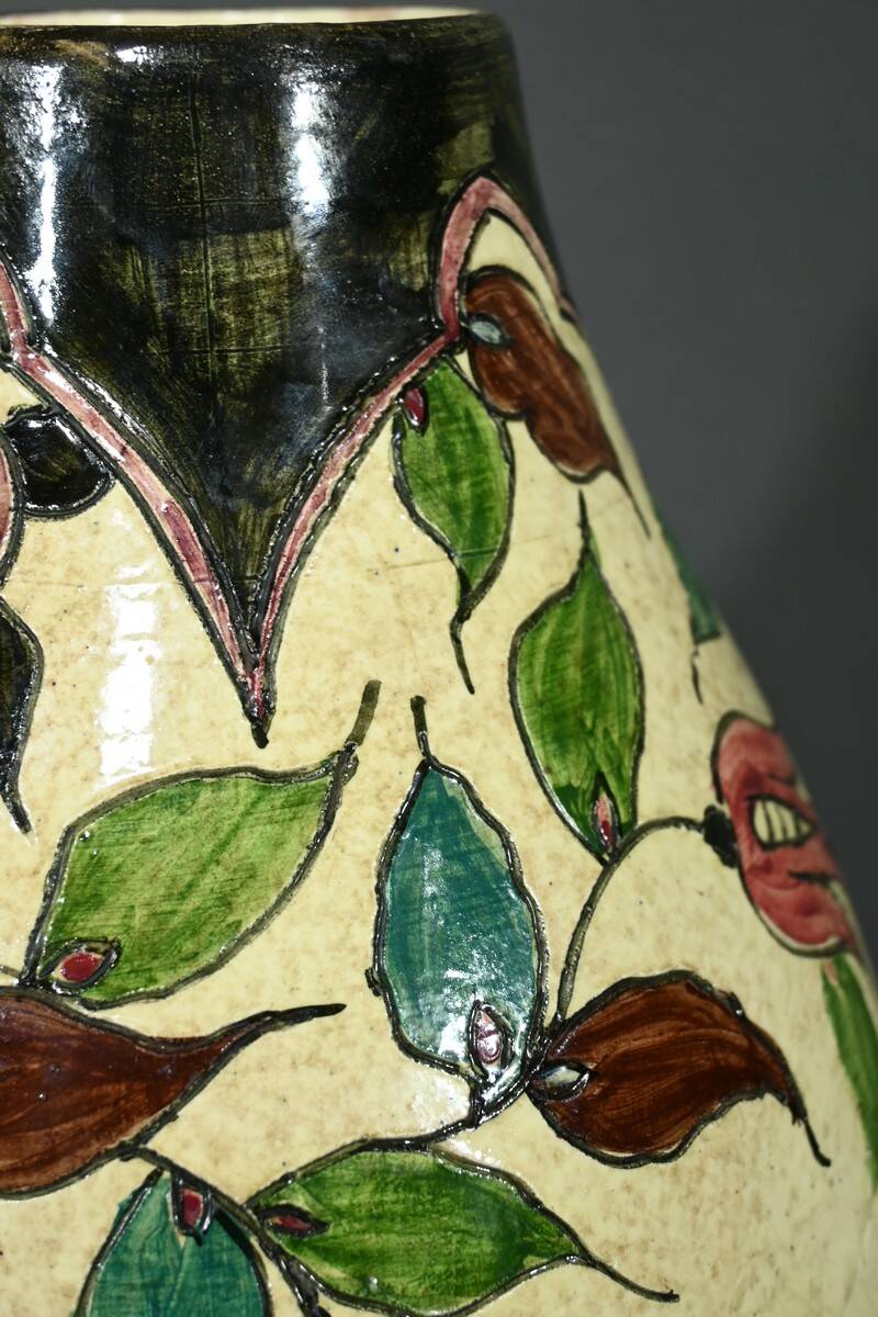 Vase en Faïence Polychrome, signé J.Massier, Vallauris – Début XXe