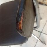 Swivel chair in chromed metal and skai brown years 60-70