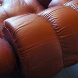 Large Italian leather lounge chair after Rino Maturi, 1970s