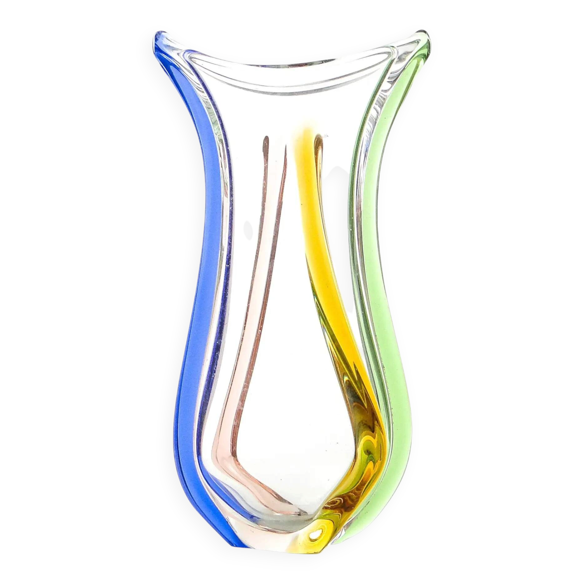 Vase, mid-century modern, glass, designed by H. Mahanovska, Czechoslovakia, 1960s