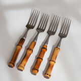 Bamboo cutlery set for 4 people, 60s