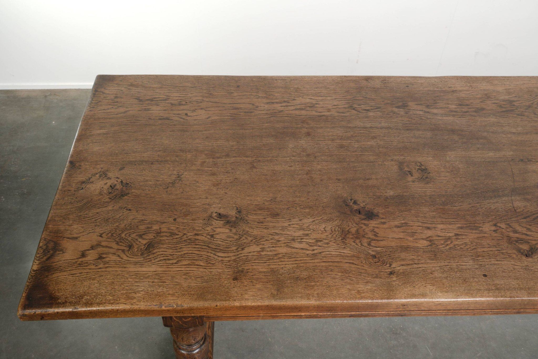 Large antique English oak farmhouse XXL dining table from the 19th century