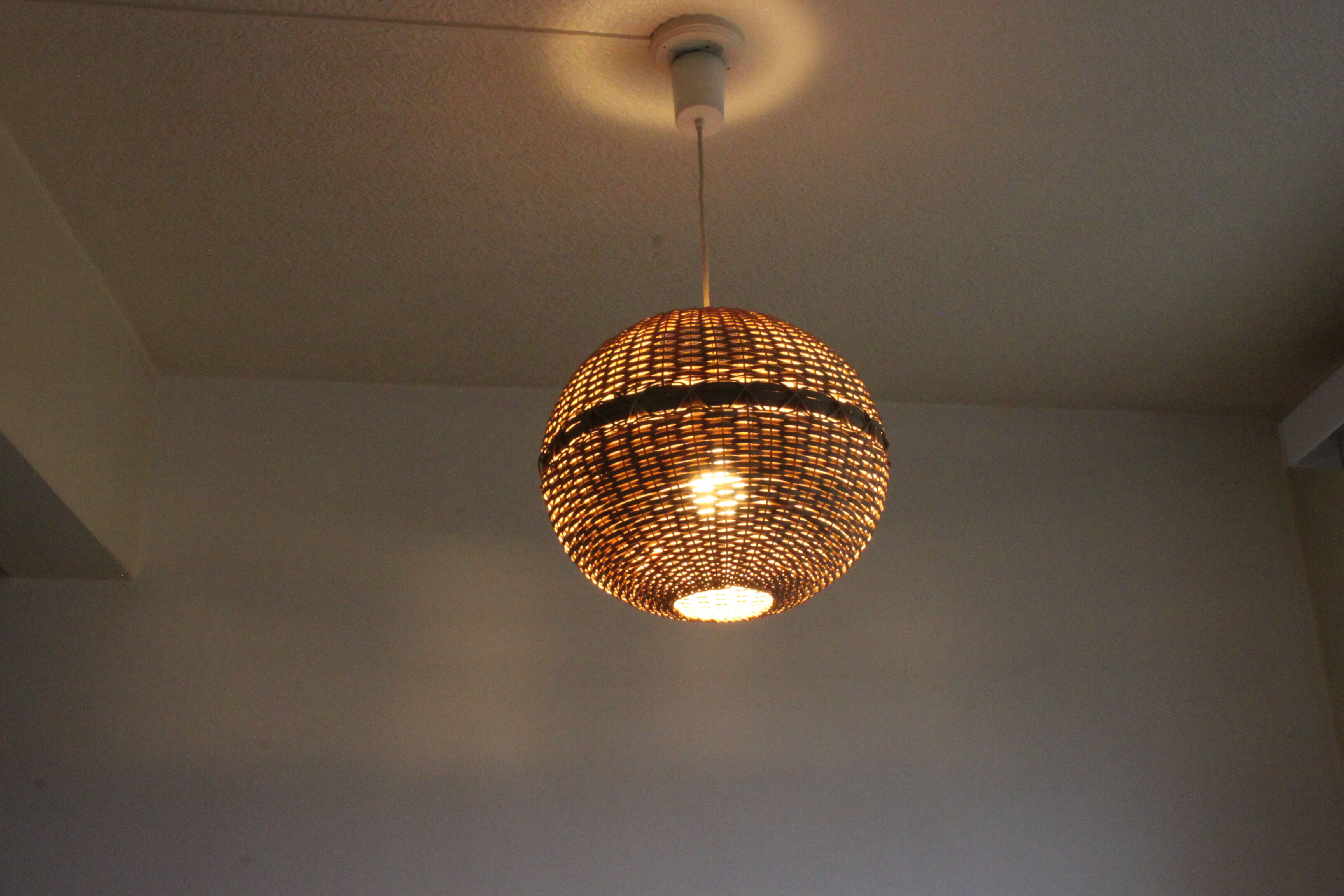 Rattan ball pendant light, 1960s