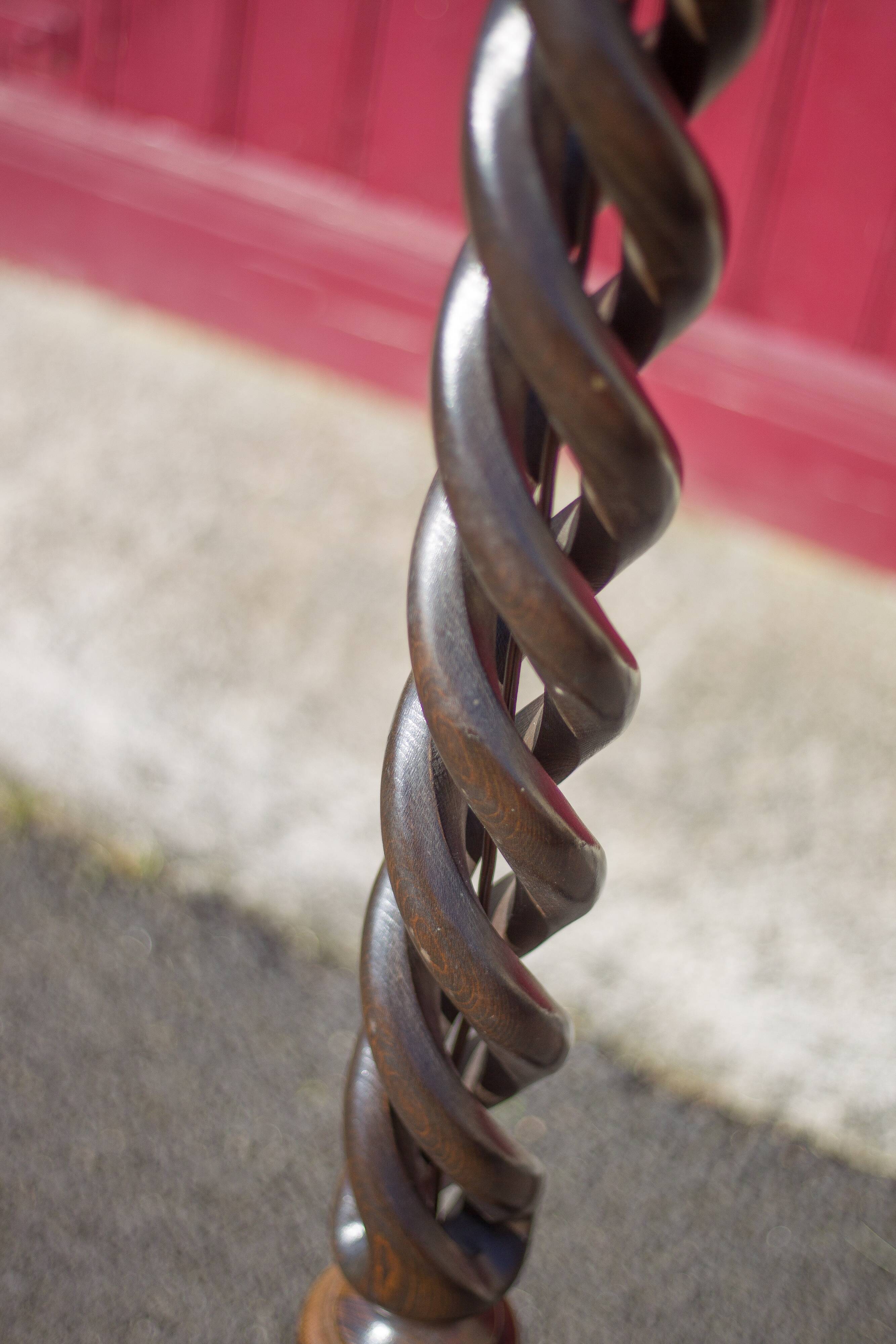 Wooden floor lamp, turned wooden floor lamp, large vintage wooden lamp base