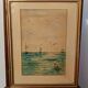 watercolor circa 1900 view of the Arcachon Basin by Raoul Dosque