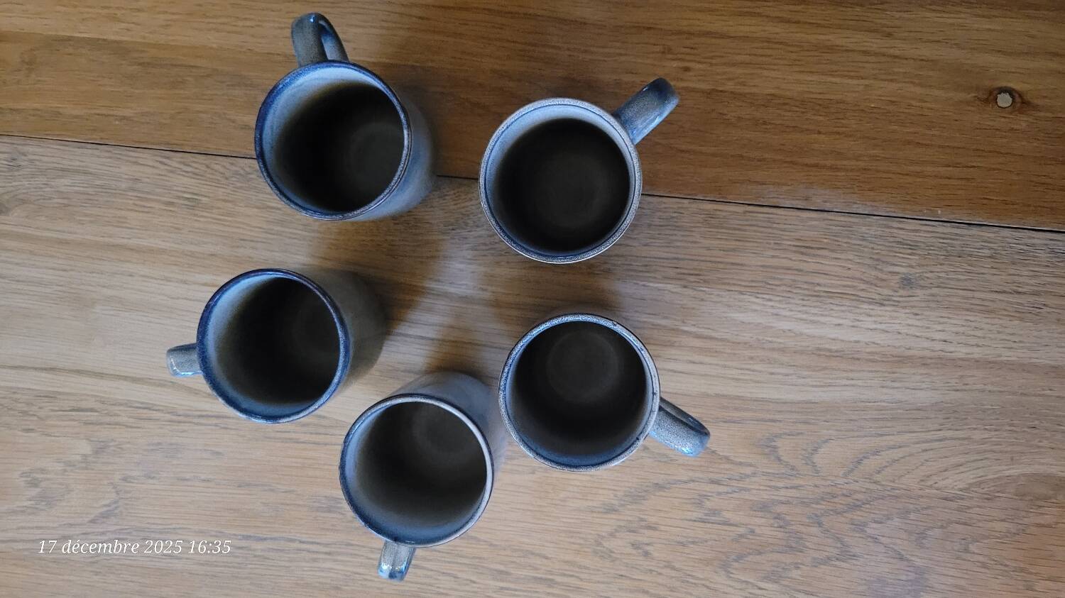 5 mugs bleu/gris