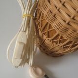 Lampe vintage en rotin abat jour jaune