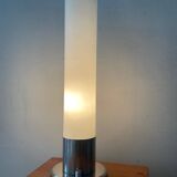 Vintage lamp in opaline and brushed aluminum