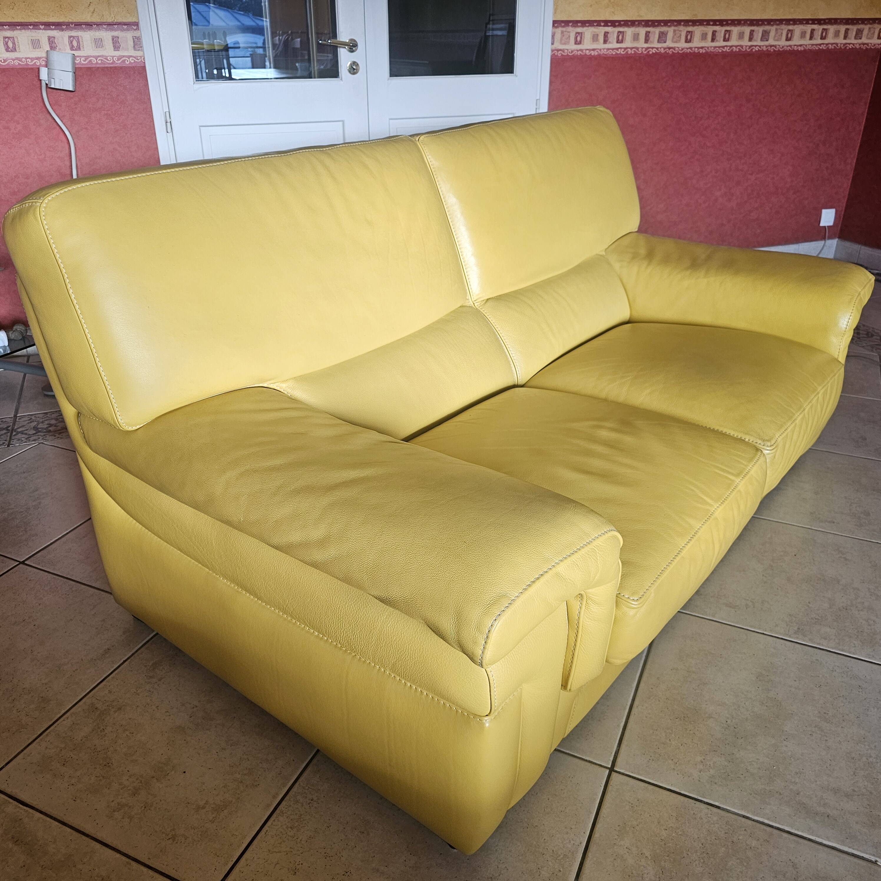 Canapé 2pl -roche bobois- cuir de vachette pleine fleur