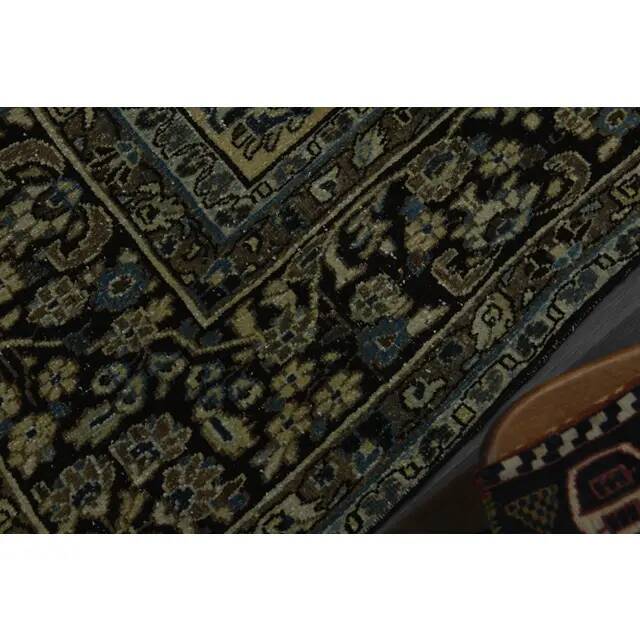 1970s Vintage Persian Handmade Wool Cotton Green Area Rug 265x368