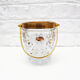 Vintage Glass Ice Bucket, ice cube bowl, gold metal rim