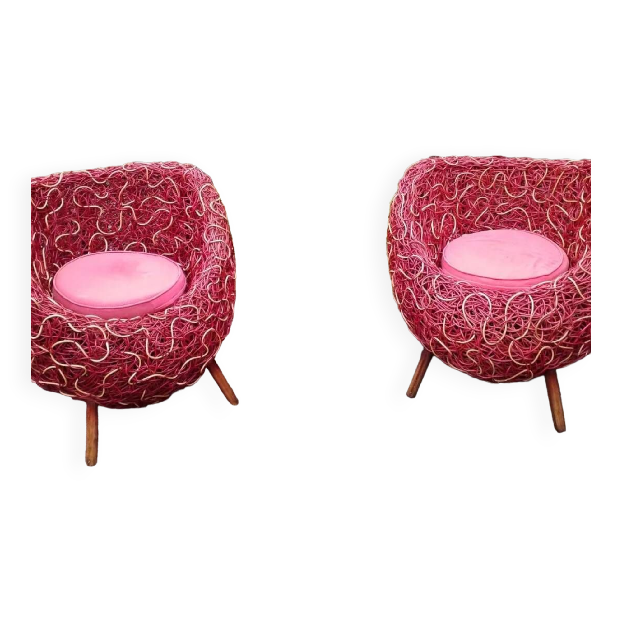 Pair of rattan armchairs