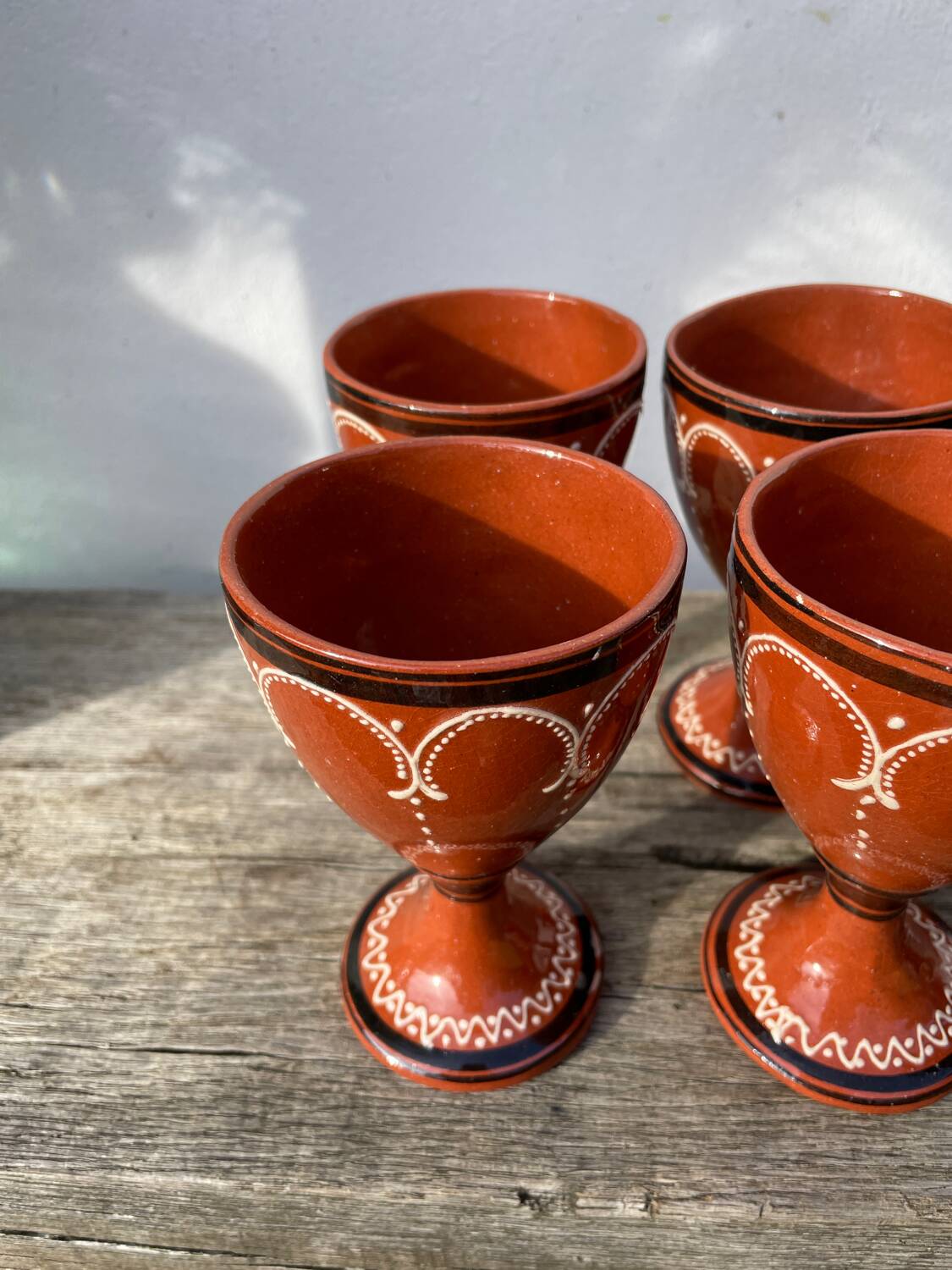 6 earthenware stemmed glasses / handcrafted ceramic work