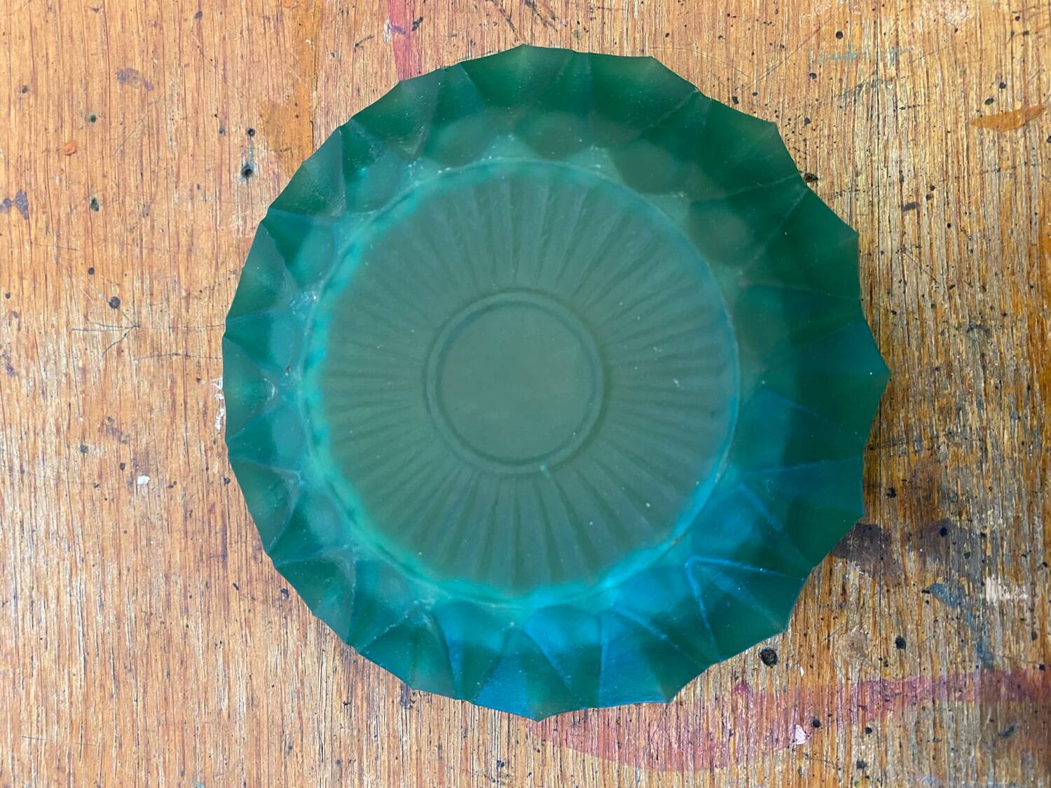 Antique LUMINARC Ashtray Vintage Green Molded Glass